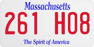 MA license plate 261HO8