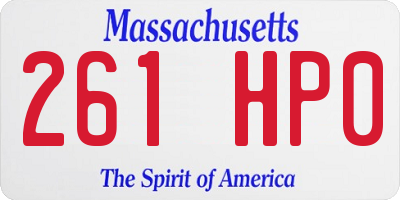 MA license plate 261HP0