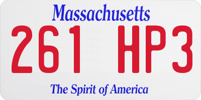MA license plate 261HP3