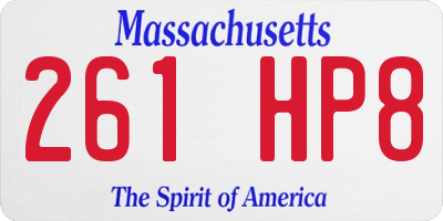 MA license plate 261HP8