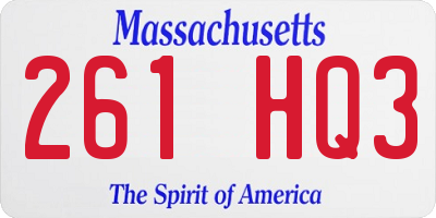 MA license plate 261HQ3