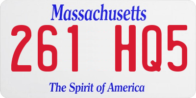 MA license plate 261HQ5