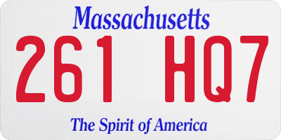 MA license plate 261HQ7