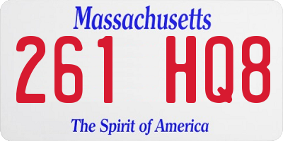MA license plate 261HQ8