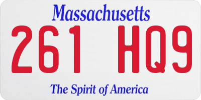 MA license plate 261HQ9