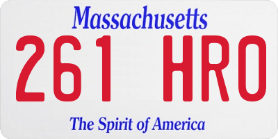 MA license plate 261HR0
