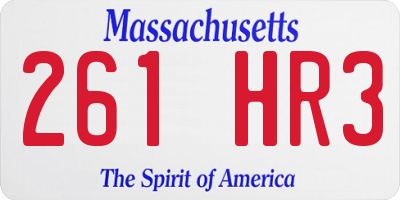 MA license plate 261HR3