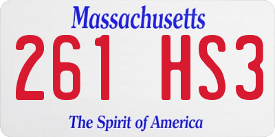 MA license plate 261HS3