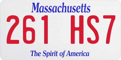 MA license plate 261HS7