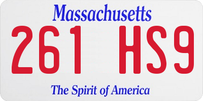 MA license plate 261HS9