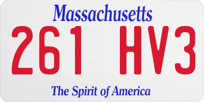 MA license plate 261HV3