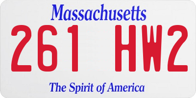 MA license plate 261HW2