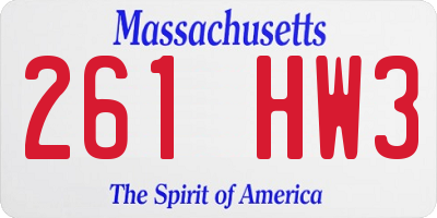 MA license plate 261HW3