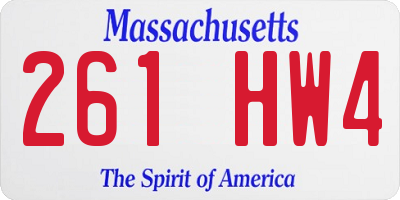 MA license plate 261HW4