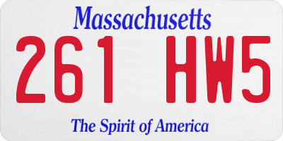 MA license plate 261HW5
