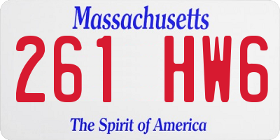 MA license plate 261HW6