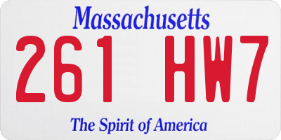 MA license plate 261HW7