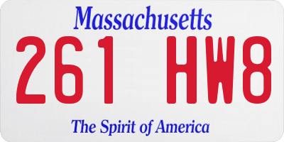 MA license plate 261HW8