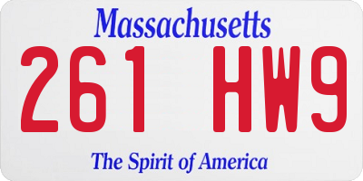 MA license plate 261HW9