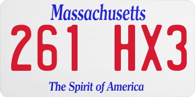 MA license plate 261HX3