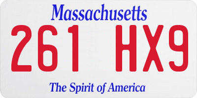 MA license plate 261HX9