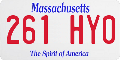 MA license plate 261HY0