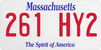 MA license plate 261HY2