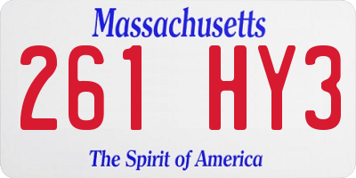 MA license plate 261HY3