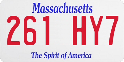 MA license plate 261HY7