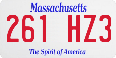 MA license plate 261HZ3