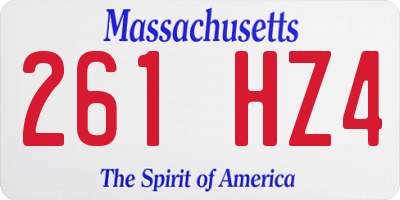 MA license plate 261HZ4
