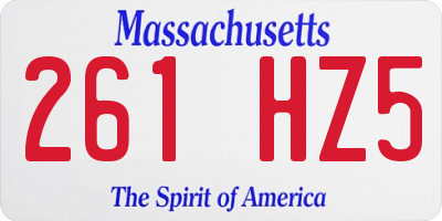 MA license plate 261HZ5