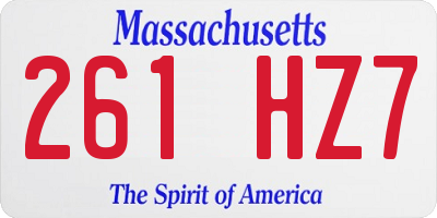MA license plate 261HZ7