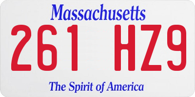 MA license plate 261HZ9