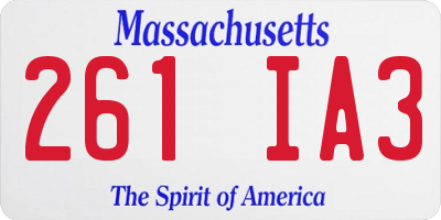 MA license plate 261IA3
