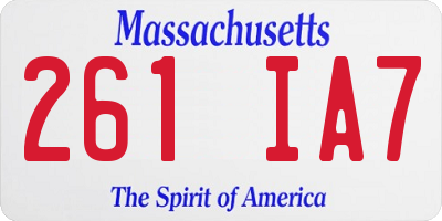 MA license plate 261IA7