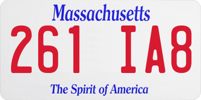 MA license plate 261IA8