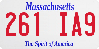 MA license plate 261IA9