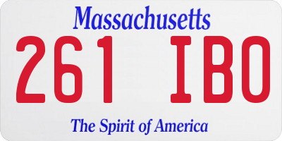 MA license plate 261IB0
