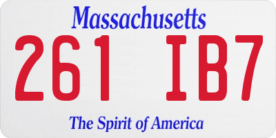 MA license plate 261IB7