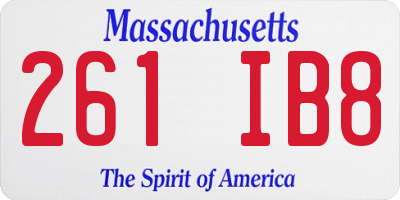 MA license plate 261IB8