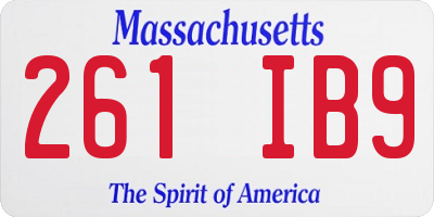 MA license plate 261IB9