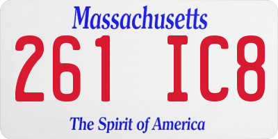 MA license plate 261IC8