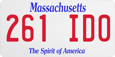 MA license plate 261ID0
