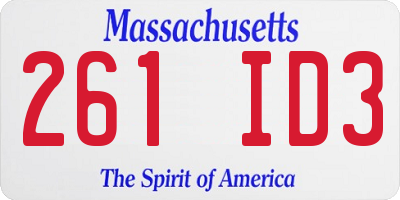 MA license plate 261ID3