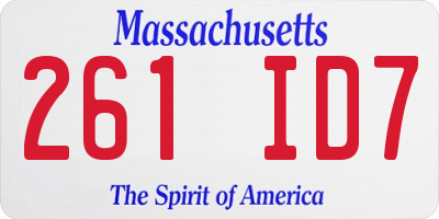 MA license plate 261ID7