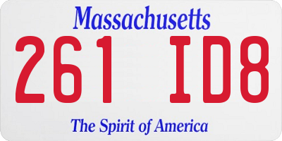 MA license plate 261ID8