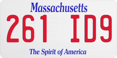 MA license plate 261ID9