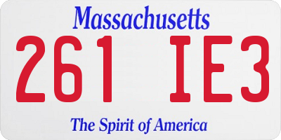 MA license plate 261IE3