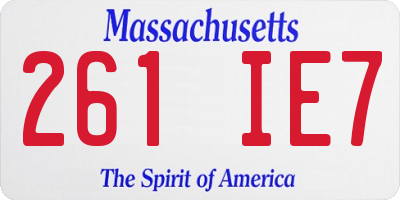 MA license plate 261IE7